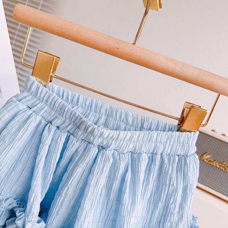 Girls' Plaid Bow Summer Two-Piece Set - Short-Sleeved Top & Skirt (CM0113)