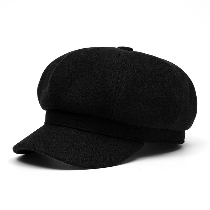 

Жіноча осінь-зима тепла восьмикутна кепка плед-берет кепка-малярка весна-осінь Кепка-газетник чорний