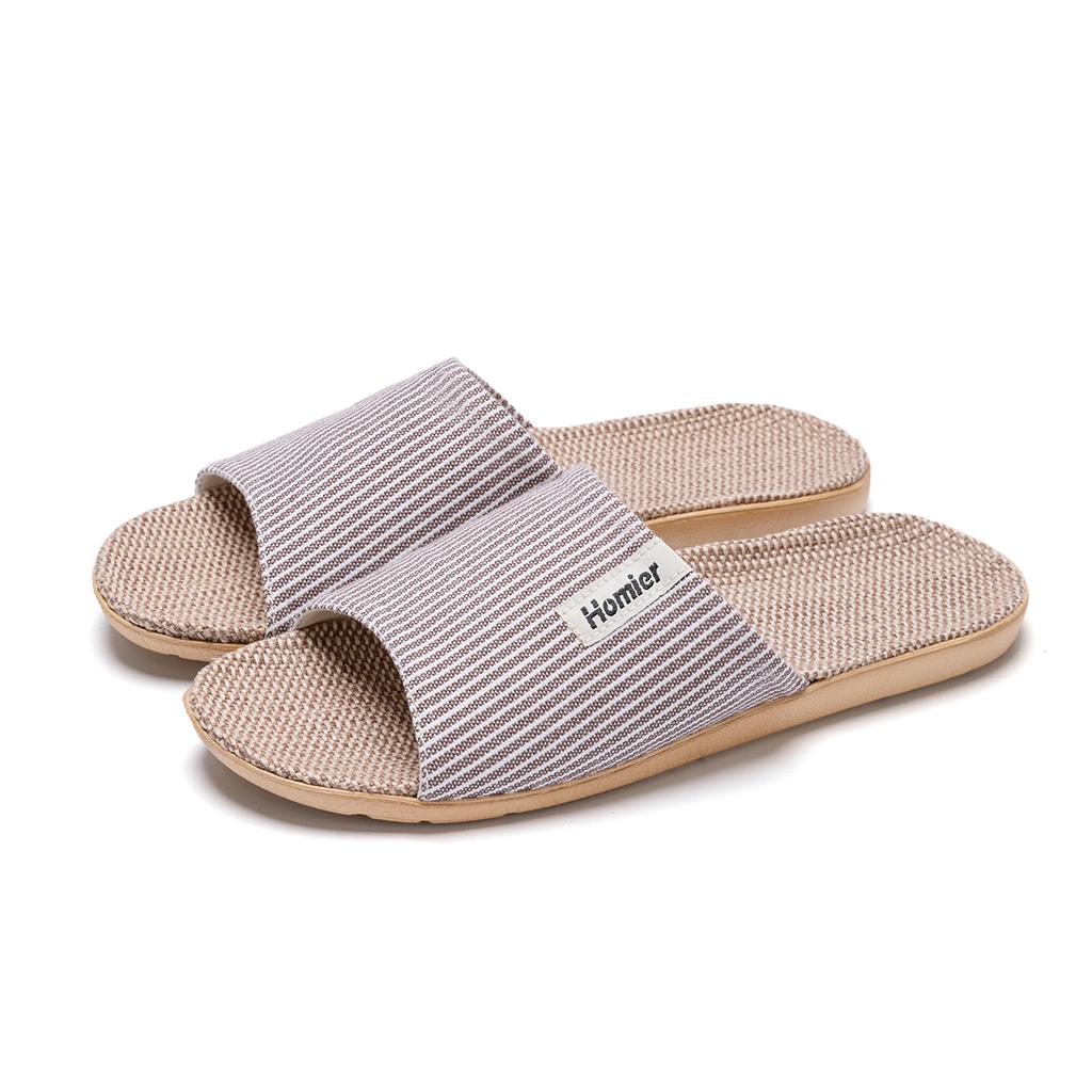 Linen Women Home Slippers Flat Lightweight Indoor Slides Cloud Comfortable Non-slip Slippers Breathable Soft Men Living Room Slippers