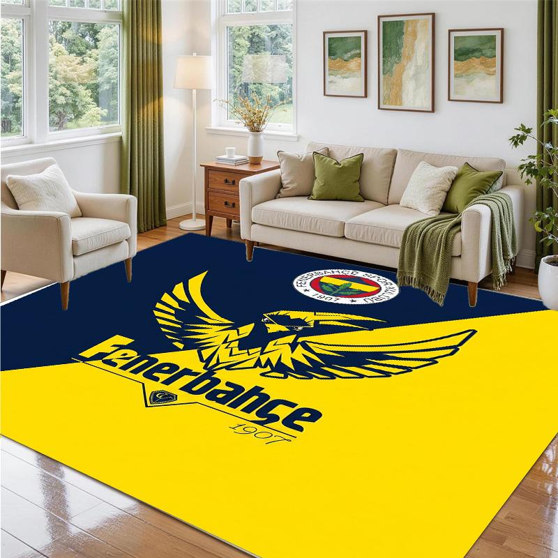 Fenerbahçe FC Design Crystal Velvet Rug Soft Decorative Mat for Bedroom Entrance
