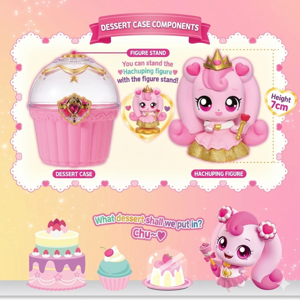 Catch! Teenieping Hachuping Figure & Dessert Case Set