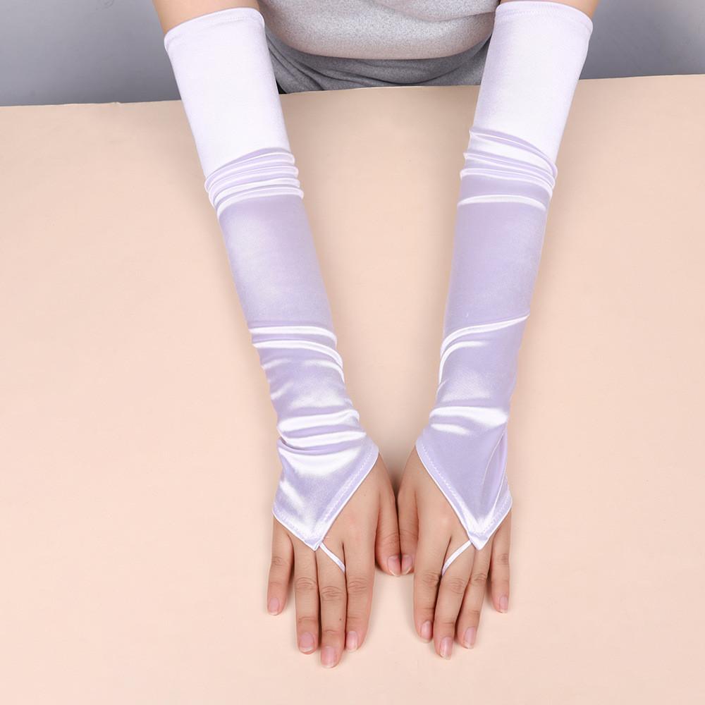 Summer Satin Fingerless Gloves With Sunblocking Function For Dress Up And Events