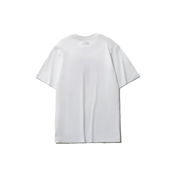 Li Ning T Shirts Men's White Crew Neck Moderate Straight Fit AHSR353-1