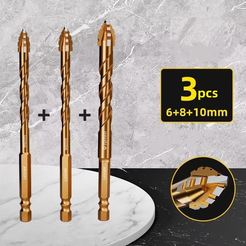 Upgraded Four-edged Sawtooth Drill Bit Professional Carpentry Tools For Glass Ceramic Concrete Brick Metal Drill Bit Set