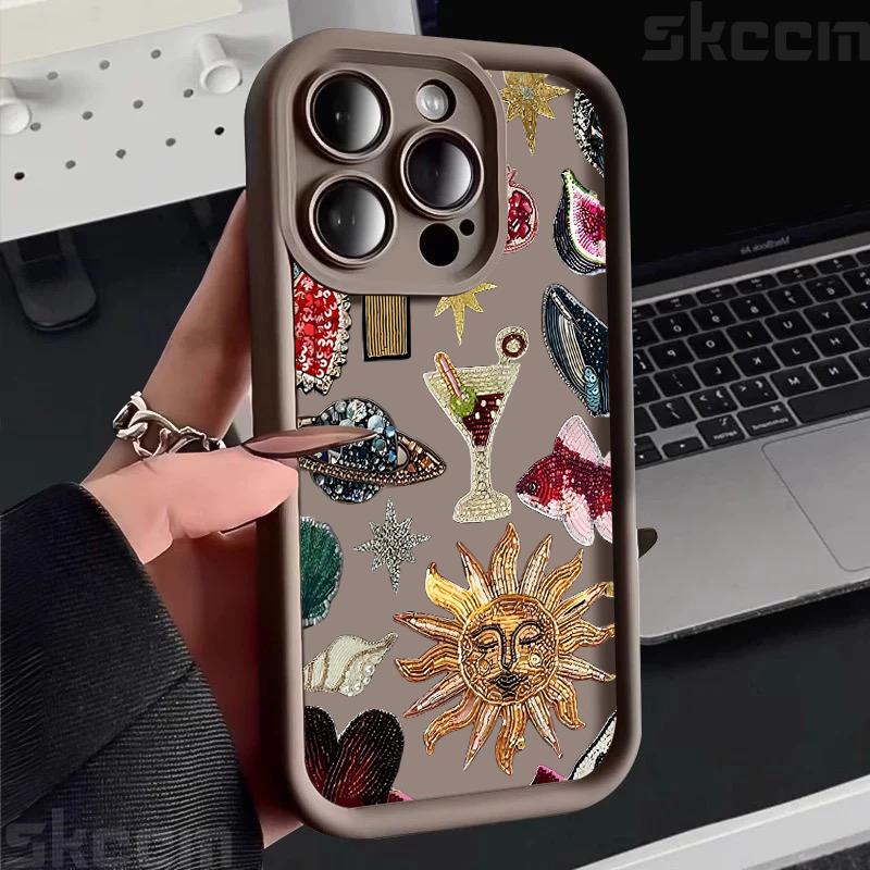 Fashion Black Collage Sun Pattern Eye Design Case For Samsung Galaxy S25 S24 S23 S22 S21 Ultra Plus S20 FE A55 A54 A15 A35 Cover