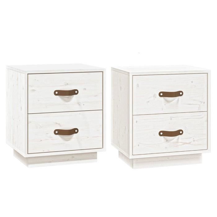 VidaXL Tables de chevet 2 pcs Blanc 40x34x45 cm Bois de pin massif818328