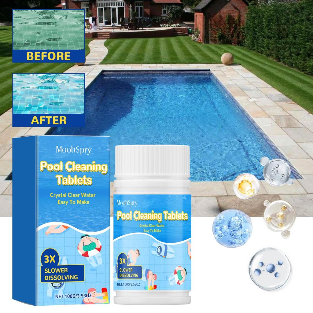 Pool Cleaning Tablets Pool Water Clarification Odor Removal Stains Multi-Purpose Cleaning Effervescent Tablets