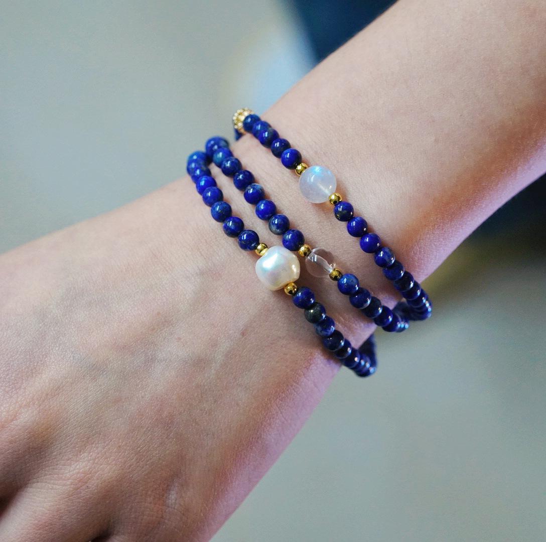 High Quality Natural Lapis Lazuli Moonstone Freshwater Pearl Design Bracelet Bracelet