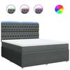 Bettrahmen mit Matratze - 180x200cm - Dunkelgrauer Stoff - Einstellbare LED-Leuchten - 2 Personen