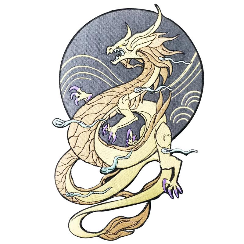High Quality Handmade 100% Dragon Motorcycle Biker Embroidered Patches 9 inch high жёлтый