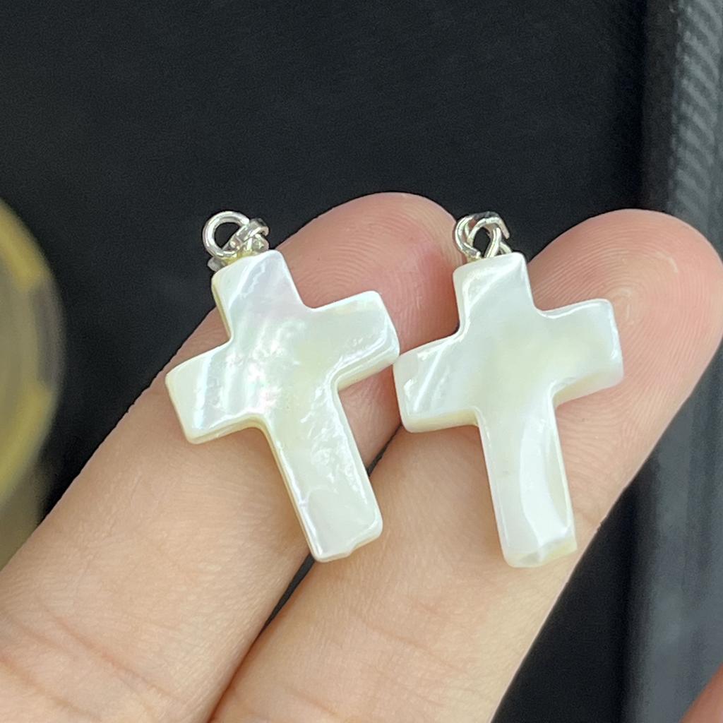 5Pcs, DIY White Shell Cross Pendant, Natural Beach Jewellery Making Kit for Christmas or Easter Gift 15×20mm