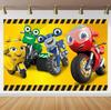 Cartoon Ricky Zoom Motorcycle Birthday Party Decoration Background Banner Racing Motorcycle Kids Baby Party Photo Shoot Props529