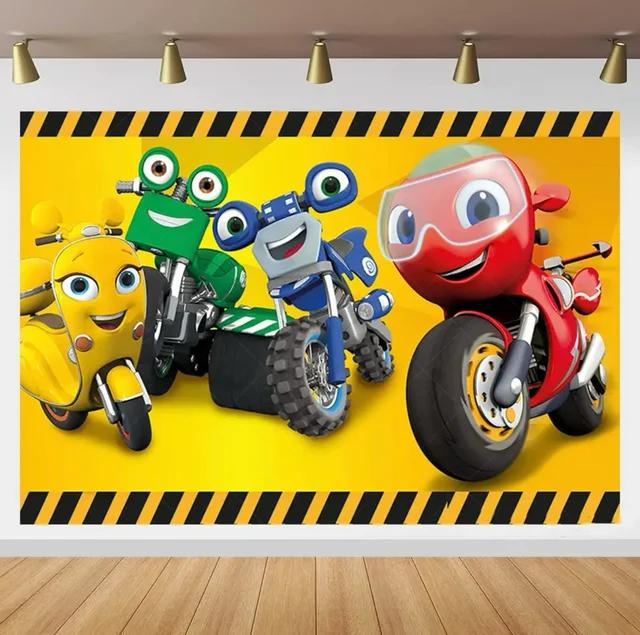 Cartoon Ricky Zoom Motorcycle Birthday Party Decoration Background Banner Racing Motorcycle Kids Baby Party Photo Shoot Props529