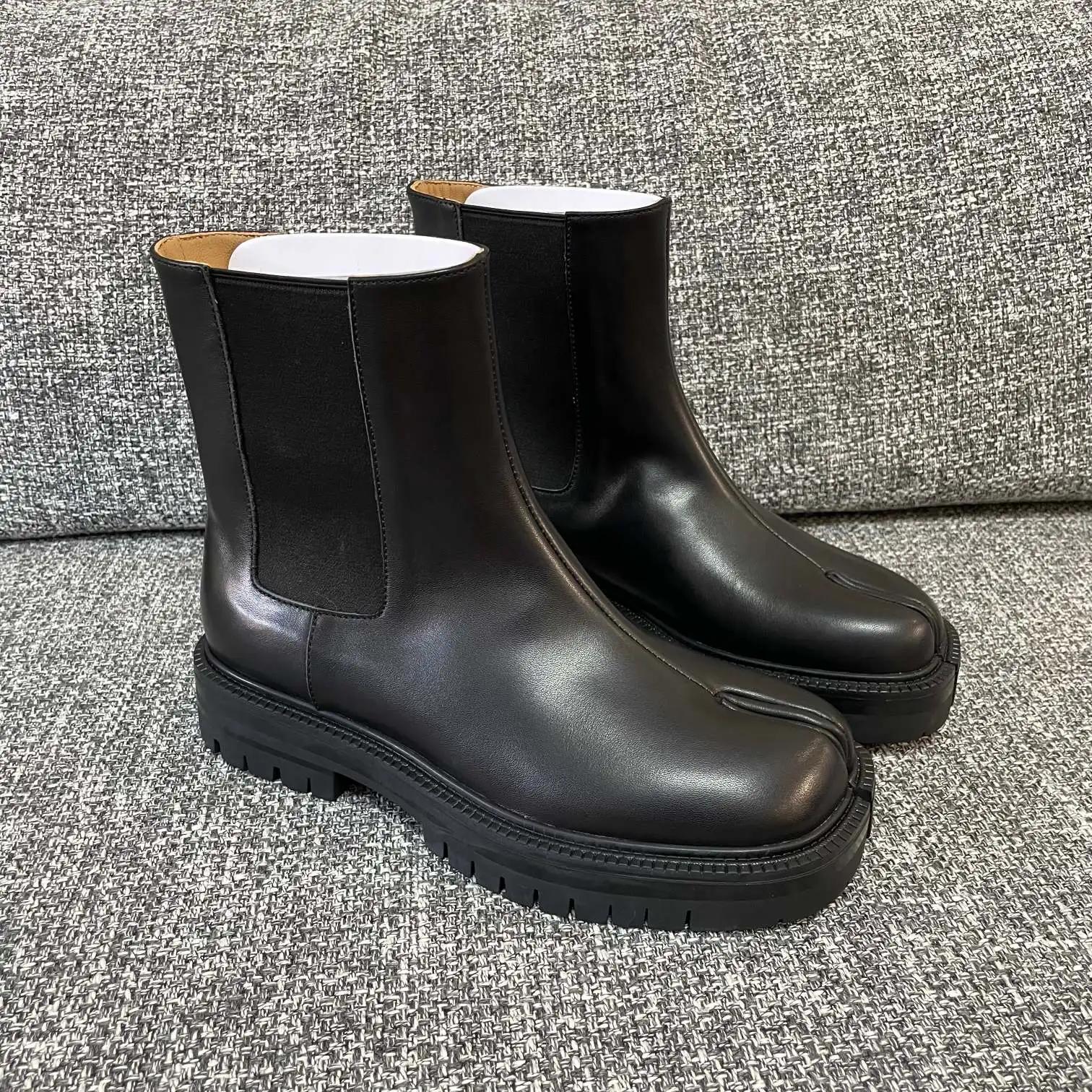 

Модные Роскошные Женские Ботинки Челси из Натуральной Кожи на Платформе с Толстой Подошвой, Женские Короткие Ботинки из Коровьей Кожи 35