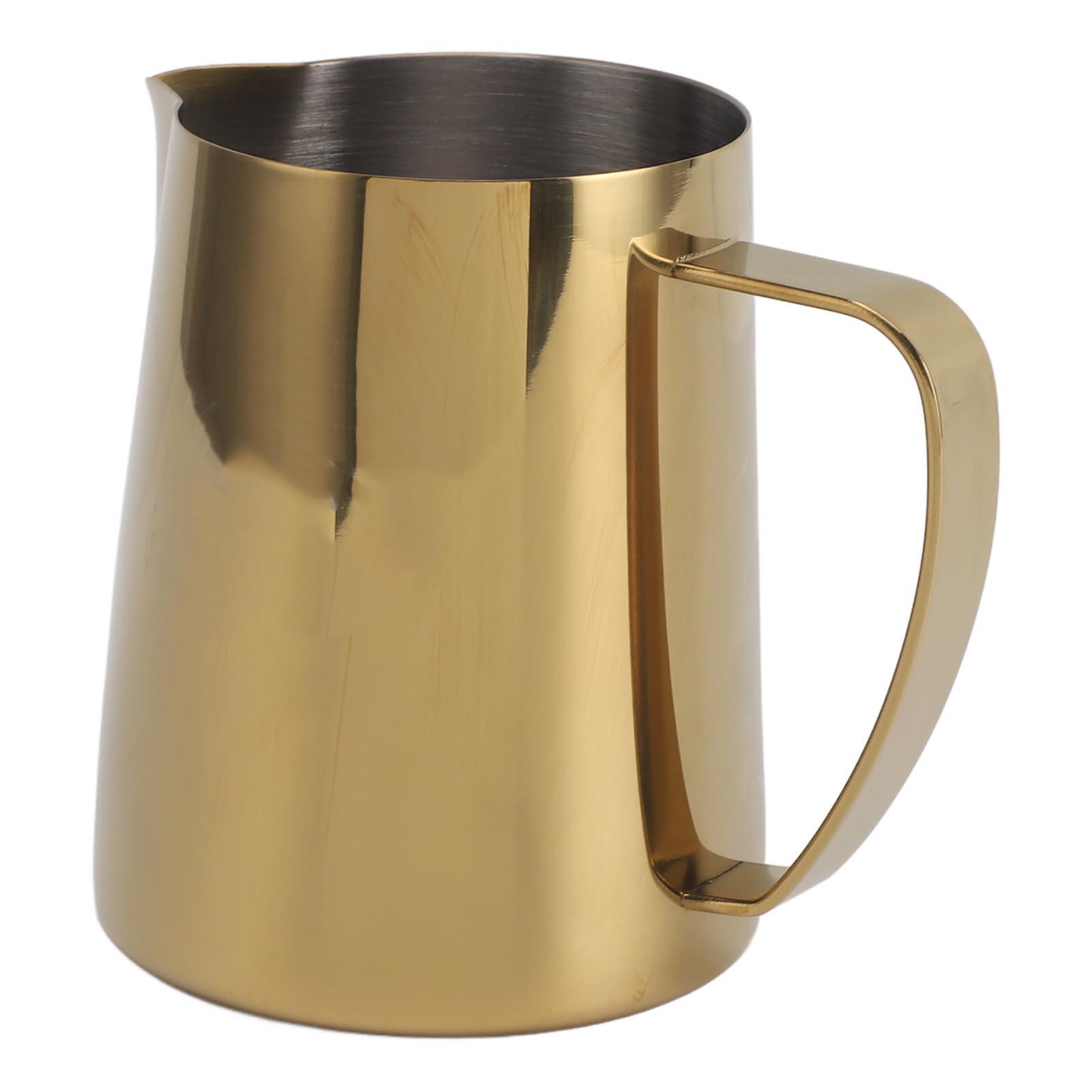 

Питчер для вспенивания молока из нержавеющей стали 304, питчер для приготовления кофе на пару, многофункциональная чашка для кофе и молока для дома, золотистый 600 мл L