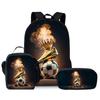 3er Set Fußball Lässiger Rucksack mit Brotdose und Federmäppchen für Jungen/Mädchen Kinder Schüler Schultaschen-Sets Teenager Schultasche