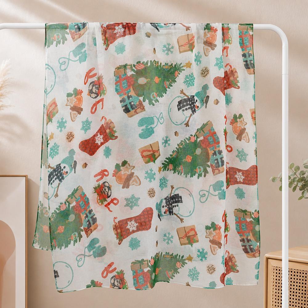 Soft Snowman Scarf Lightweight Neck Scarf Festive Christmas Scarf Fall
