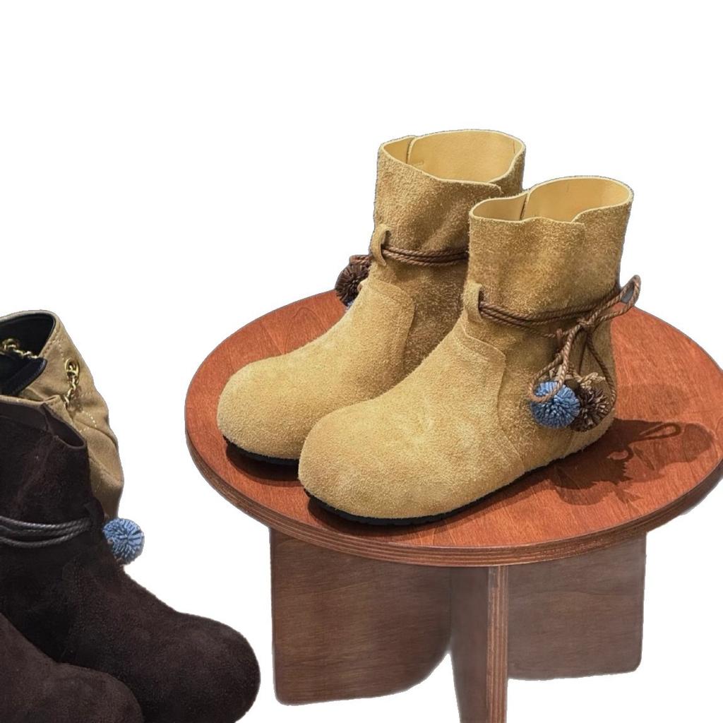 Increase the height of pendant fashion boots in autumn and winter 2025 new thick-soled retro velvet lazy feeling increase casual short boots women