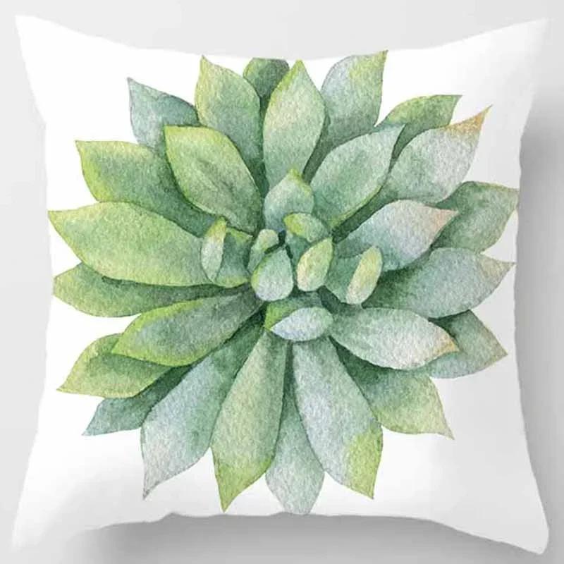 Car Sofa Cushion Cover Botanical Cactus Print Square Pillowcase Bedroom Home Decor