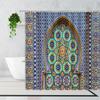 Tenda da Doccia Marocchina 3D Cancello Invecchiato Motivo Geometrico Design Porta d'Ingresso Ingresso Stile Orientale Architettonico Tende da Bagno
