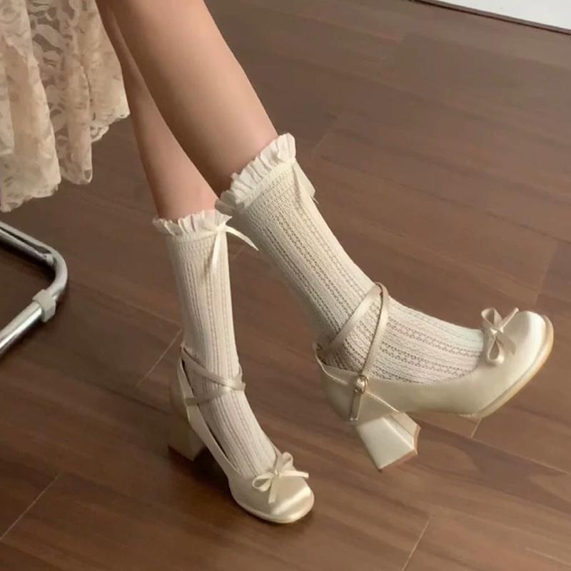 Block Heel High Heels Women's French Platform 2025 Gentle Ballet Shoes