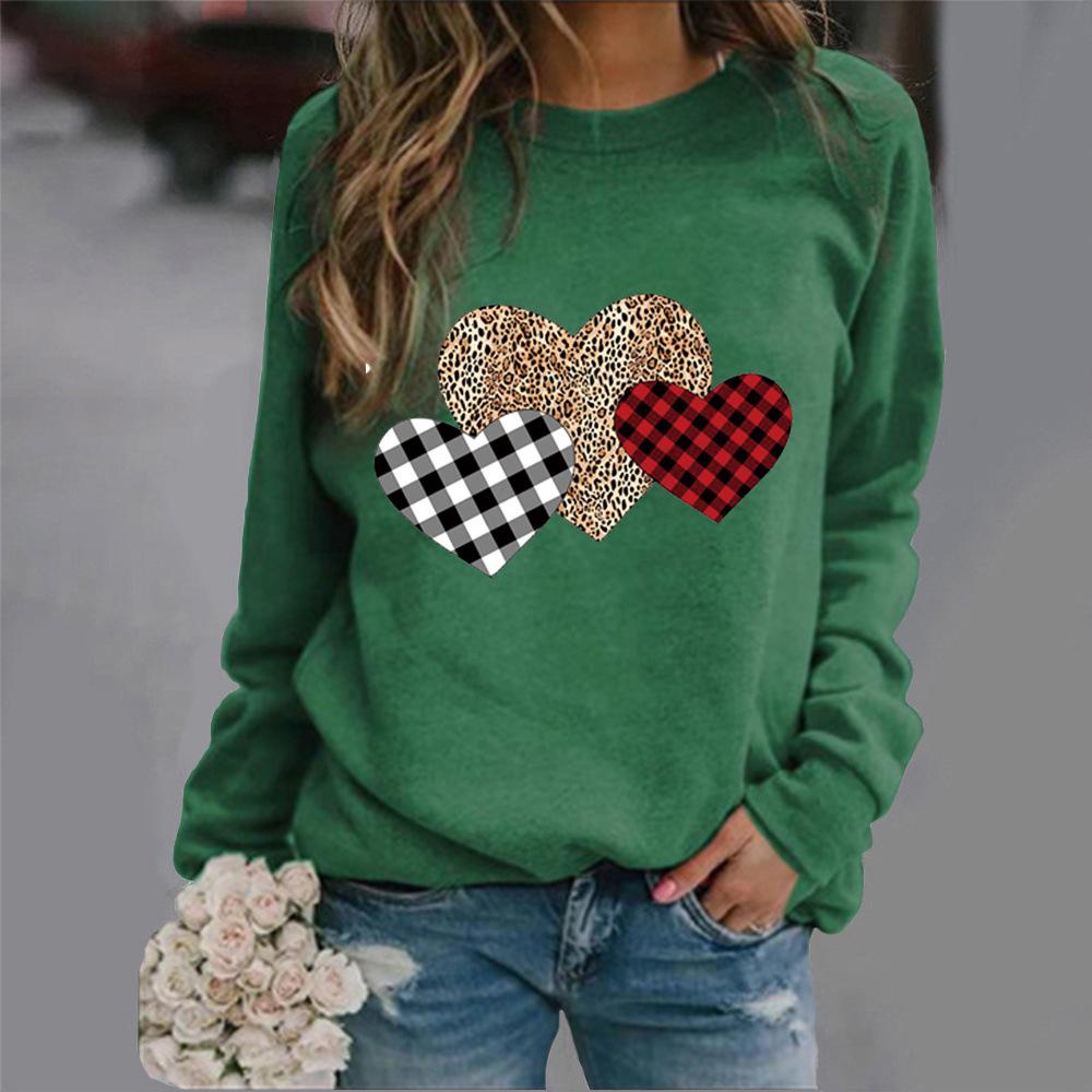 

Толстовка с круглым вырезом с леопардовым принтом Love Print Новые европейские и американские распродажи ко Дню святого Валентина Толстовки 6XL