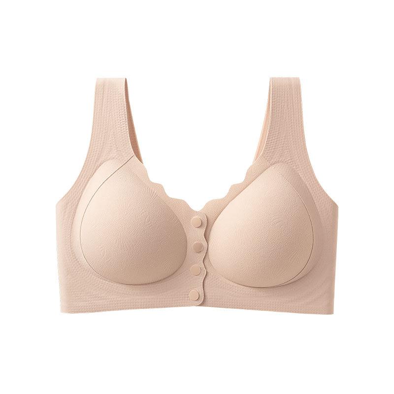 Front open buckle smooth face wide shoulder strap without steel ring, comfortable mother bra cover gathering vest type