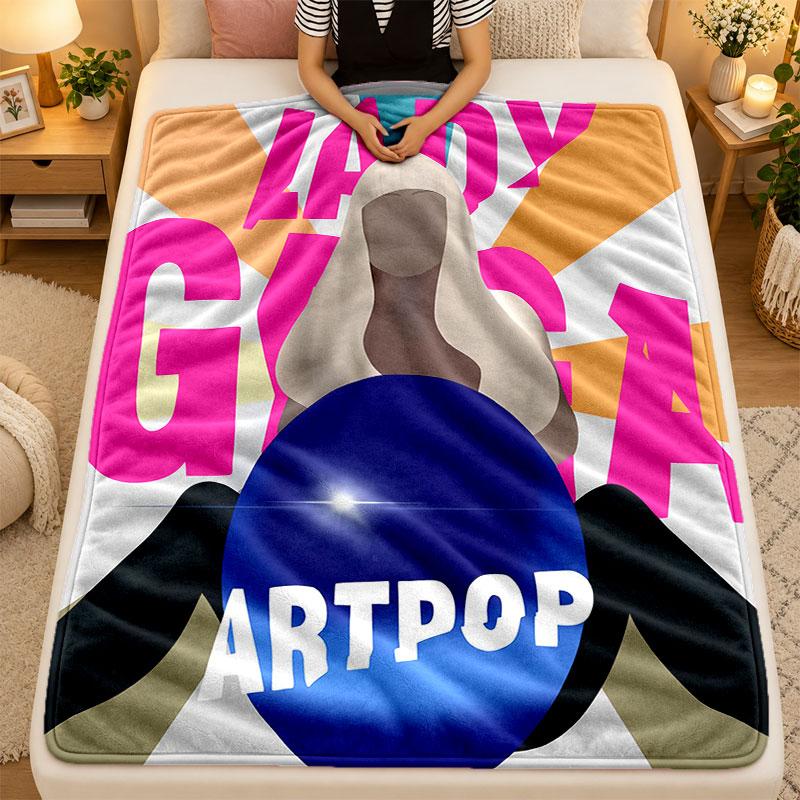 Flannel BlanketLady Gaga Warm Soft Throw Blanket for Indoor Sofa Bed Living Room Use