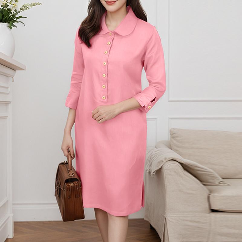 ZANZEA Rochie Casual de Vară pentru Femei cu Guler Revers și Mâneci 3/4