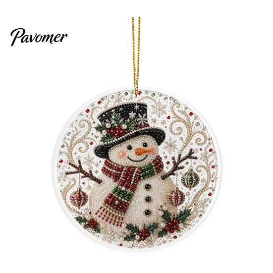 Office Holiday Decorations Christmas Acrylic Hanging Ornament, 2D Flat Double Side Printed Ornaments Santa Snowman Pendant for Tree Window,