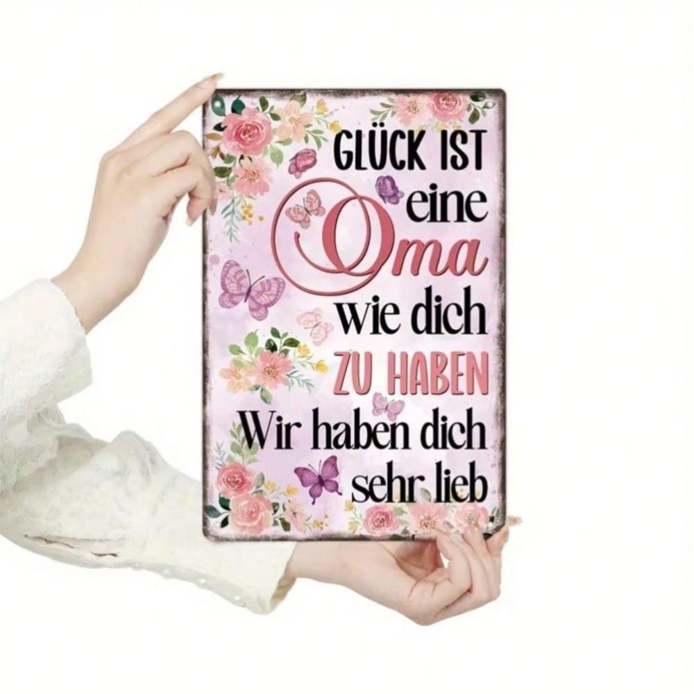 Metal Poster Wall Art Inspirational German Quote Butterfly Flower Home Decor Gift