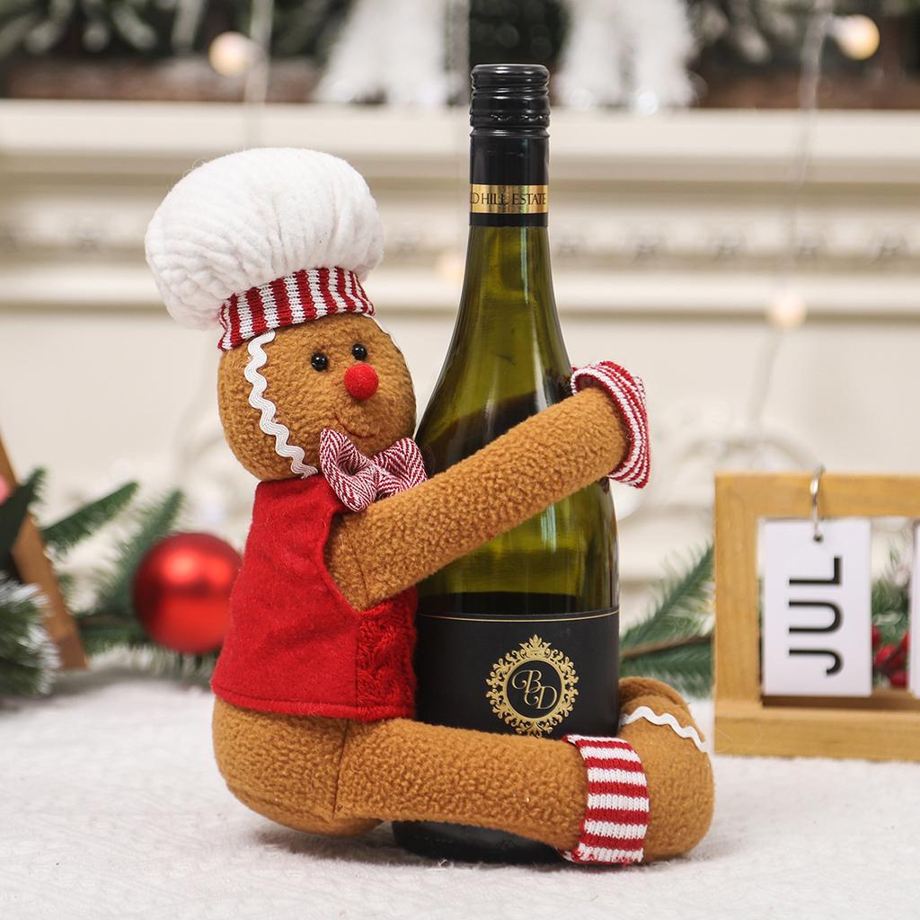 Christmas Decoration Supplies Couple Gingerbread Man Doll Wine Bottle Hug Wine Bottle Sleeve Creative Wine Bottle Decoration