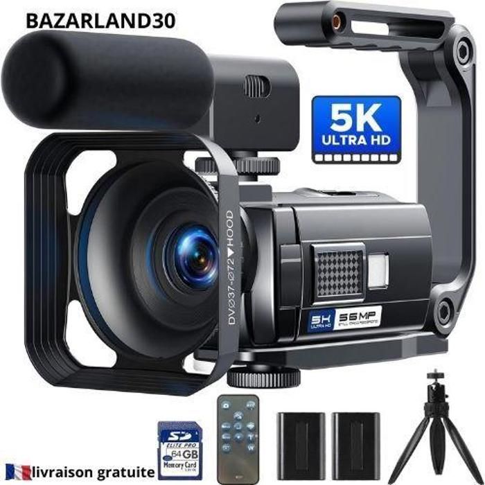 5K Camcorder - 56MP - IR Night Vision - 3" Rotating Touchscreen - WiFi