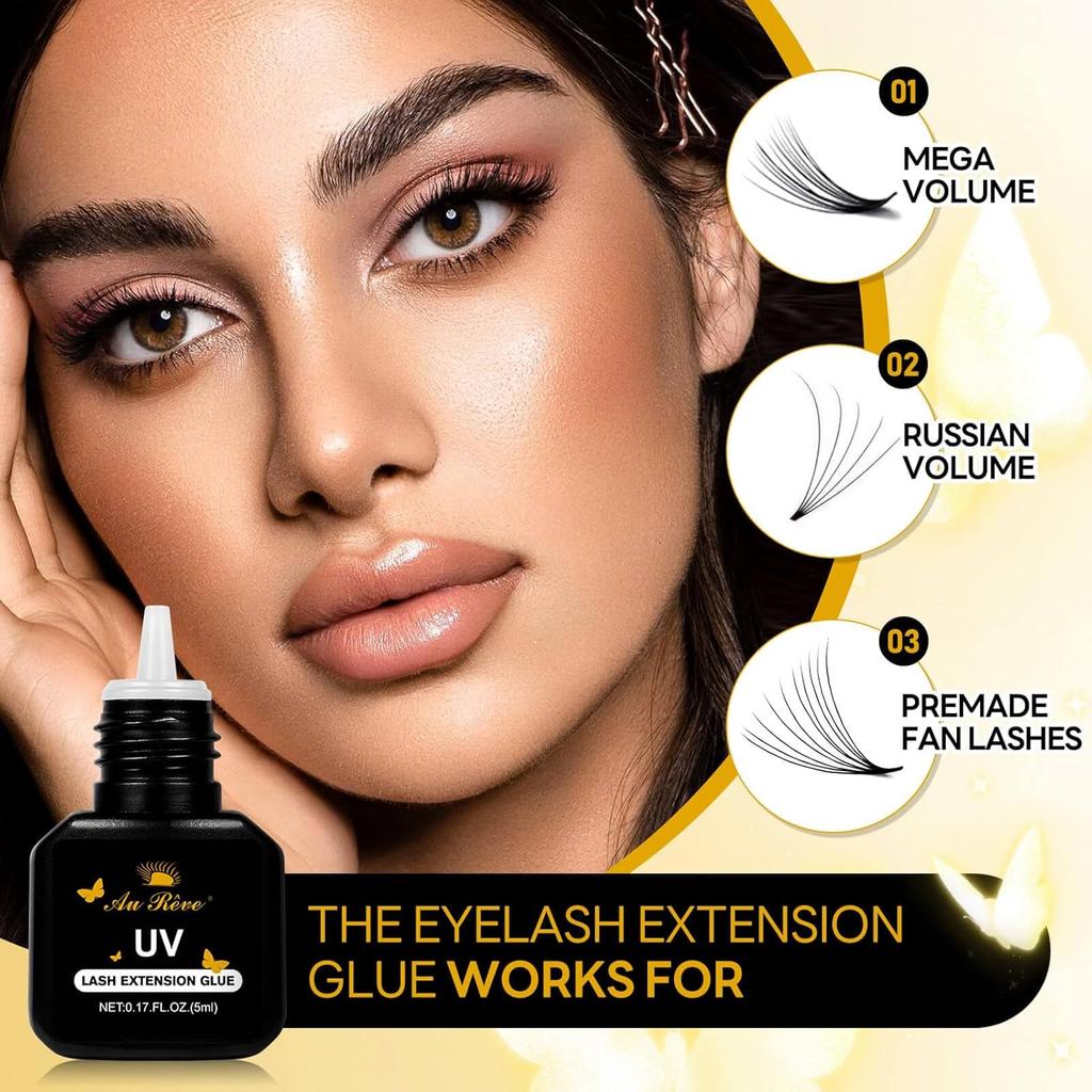 UV Eyelash Glue UV Glue 5ml UV DIY Lash Extensions Glue Light Curing Eye Lash Glue UV Lash Glue Adhesive 1-Second Quick-Drying Waterproof No Lash