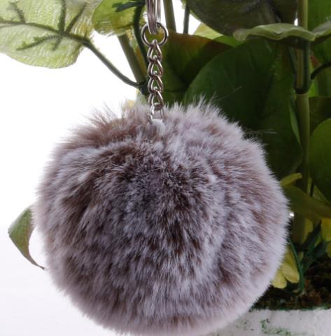 8CM Fluffy Rabbit Fur Ball Key Chain Cute Candy Colors Pompom Artificial Rabbit Fur Keychain Women Car Bag Key Ring