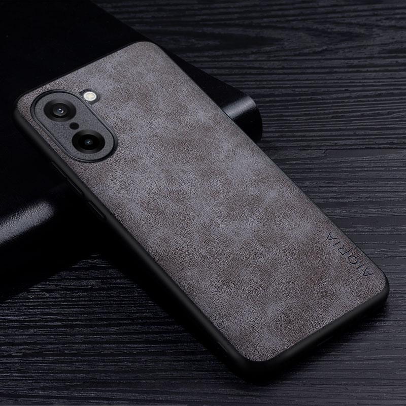 

Premium PU Leather Phone Case for Oneplus Nord 5 Scratch-Resistant Solid Color Cover for Oneplus Nord CE5 Case Oneplus Nord 5 серый