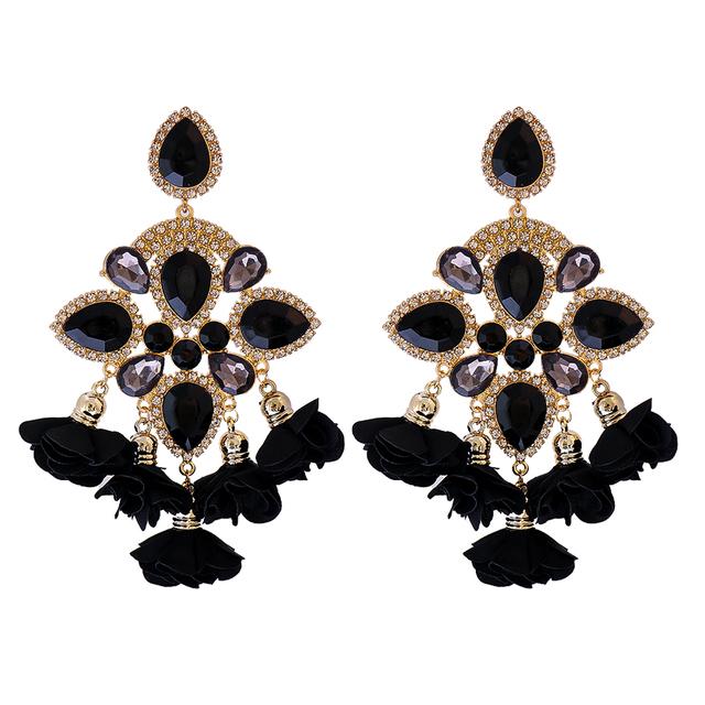 Kaimei Fashion Jewelry Boho Earrings Big Earrings for Women Rhinestones Pendant Crystal Statement Drop Earrings Fashion Jewelry