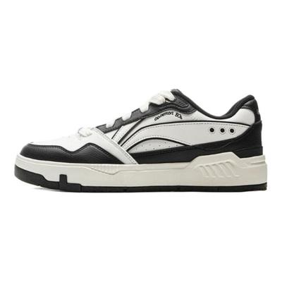 Li Ning Běžné 80. léta Klasická Móda Retro Všestranné Silná Podrážka Pohodlí Protiskluzové Odolné proti Opotřebení Nízké Skate Boty Pánské tenisky Bílé Černé AGCV023-2