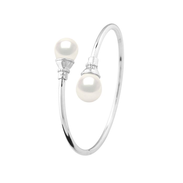 Bracelet - PEARLS & COLORS - You & Me - Perles d'eau douce 11-12 mm - Blanc naturel - Argent 925
