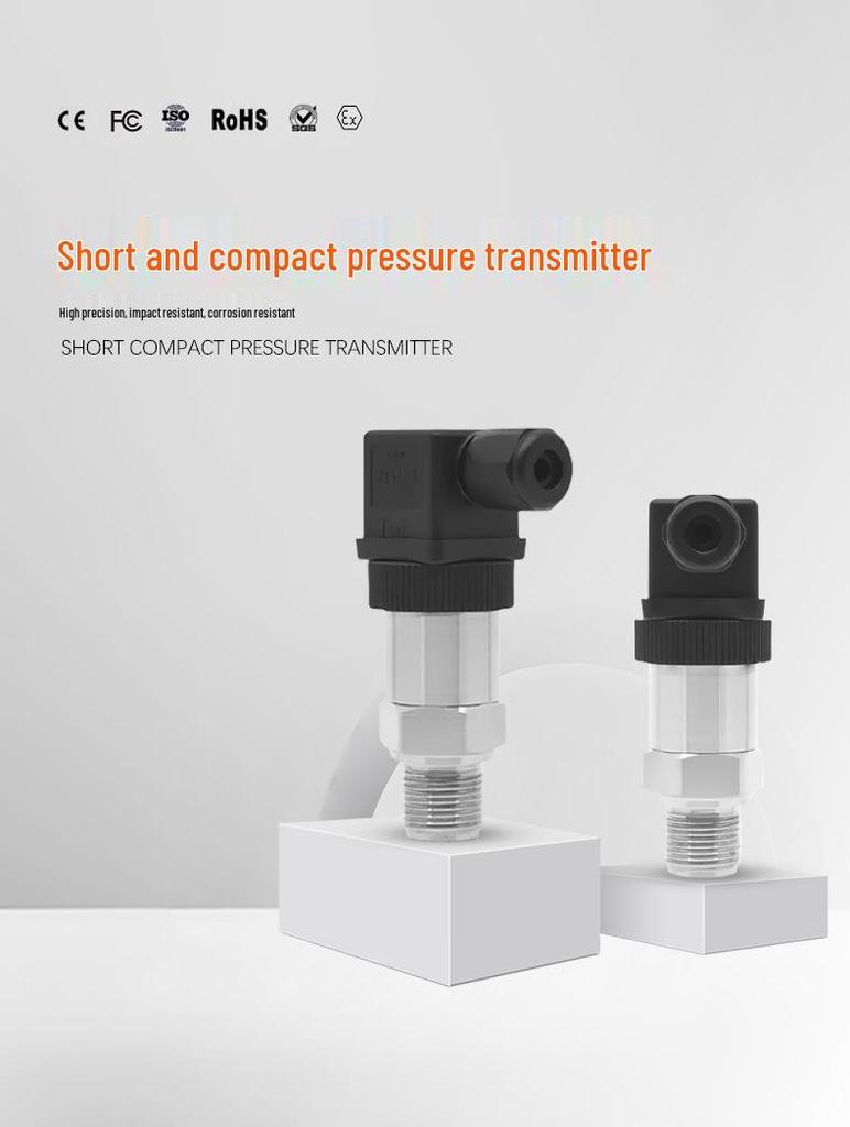 RS485 Short-Body Pressure Transmitter: 4-20mA/0-10V Silicon Sensor for Oil, Air, Hydraulic, and Water Pressure