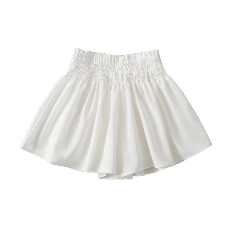 

High Waist Casual Versatile Slimming Fashion Tape Loose Pants White Culottes(High quality) M