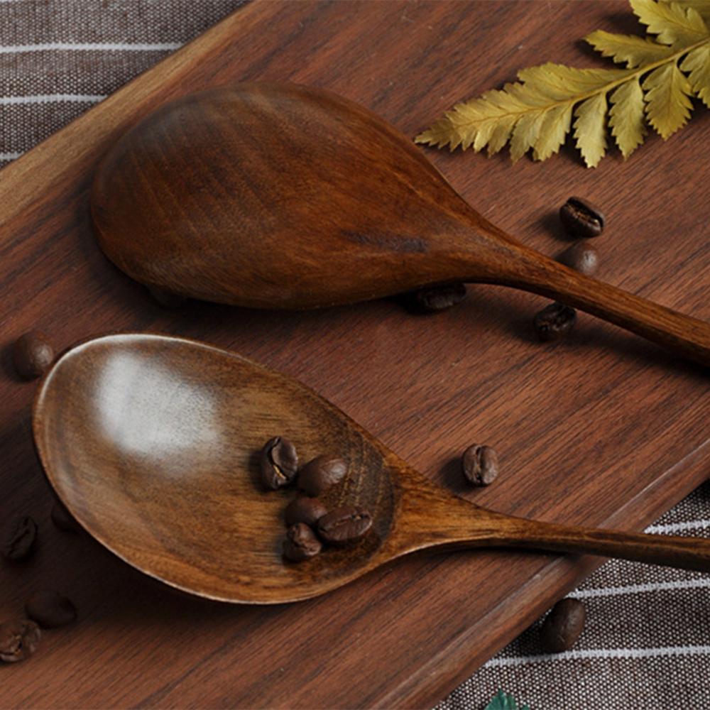 Natural Long Handle Wooden Spoon Japanese-Style Rice Scoop Mixing Soup Spoons Cooking Utensils Portable Tableware for Kicthen