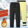 Winter Men's Casual Straight Leg Trousers with Fleece and Thickening Lamb Fleece Thermal Pants