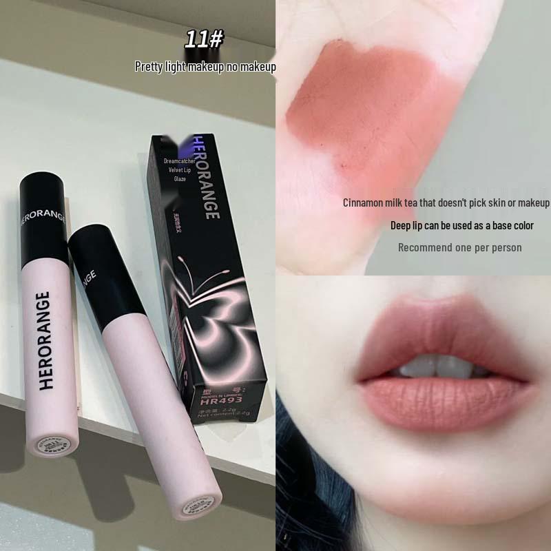 HERORANGE Traumfänger Samt-Lipgloss Matt Nebeliges Nude – Nicht abfärbender, aufhellender Lippenstift für einen natürlichen Look
