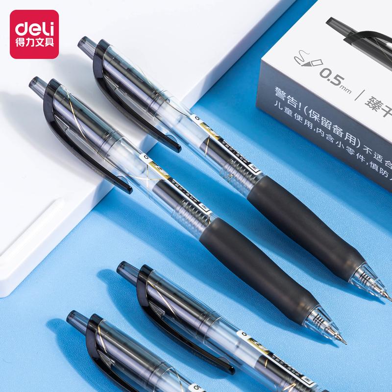 Deli 6pcs 0.5mm Black Ink Quick-drying Gel Pen Signing Pen Office Suppllies Stationery School Supplies Gift