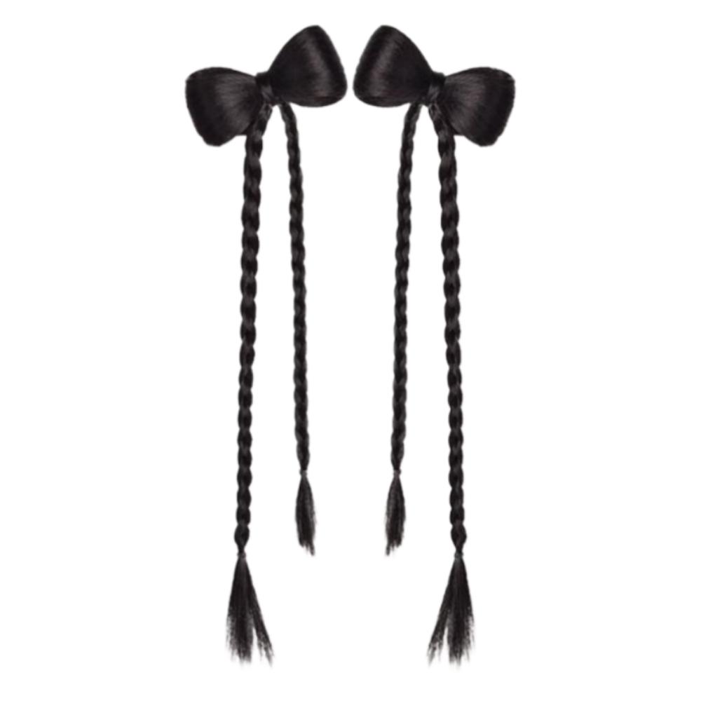 

2pcs Hair Bands Children Bowknot Ponytail Fake Braids Twist Braid Wig Pony Tail Hairpiece Girls