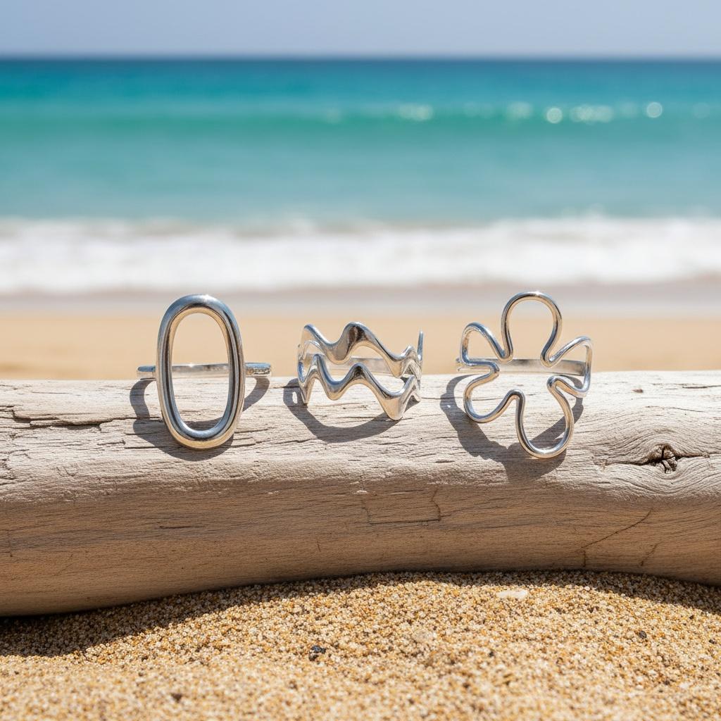 Fashionable stainless steel ring with a simple hollow geometric design, suitable for stacking and versatile for casual wear