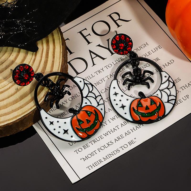 Halloween Cartoon Earrings: Pumpkin, Ghost & Bat Dangles for Women