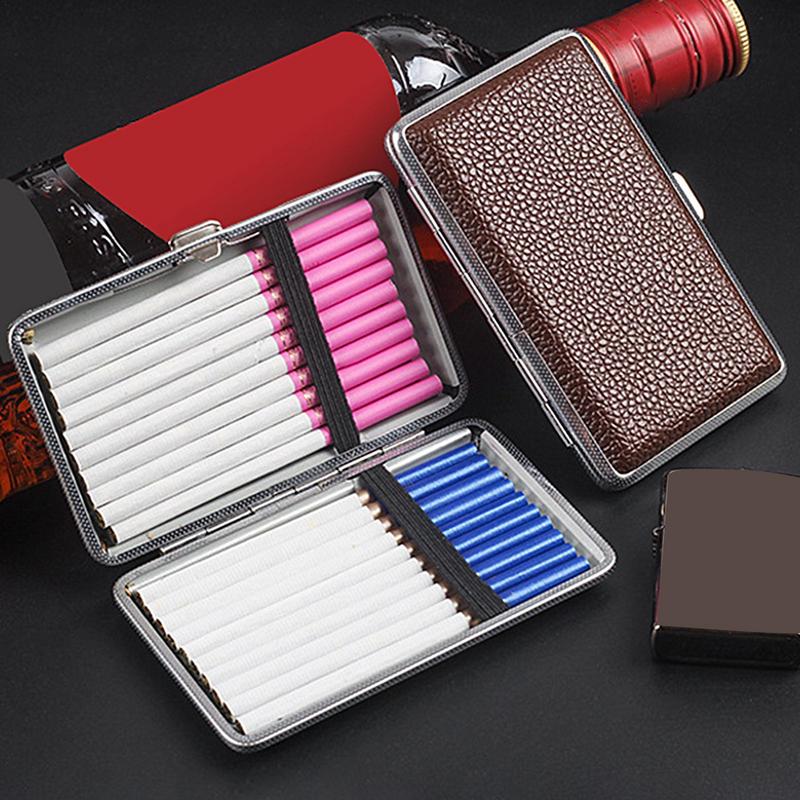 Leather Cigarettes Case Creative Classic 20-piece Pocket Box Cigarettes Storage Reusable PU Leather Cigarettes Container