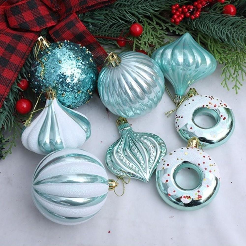8PCS/Box 8CM Christmas Hanging Balls Shatterproof Plastic Christmas Ball Set Electroplated Painted Christmas Hanging Ornament